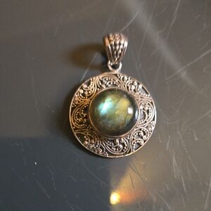 Carolyn Pollack Sterling Silver Pendant with Iridescent Stone.